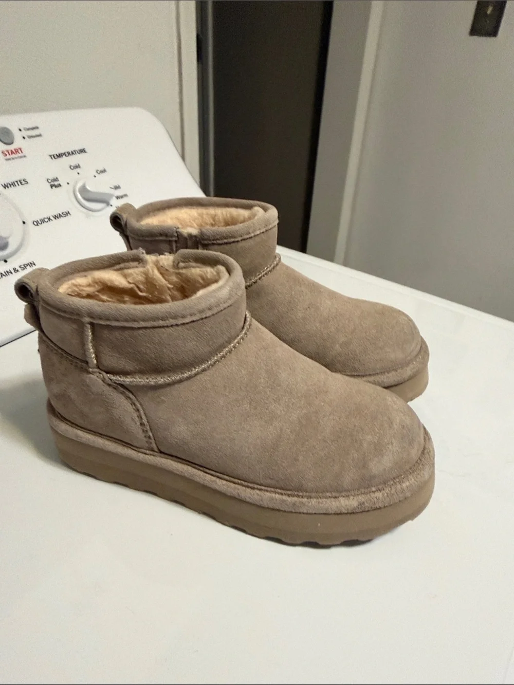 BearPaw Kids Tan Suede Shearling Lined Boots